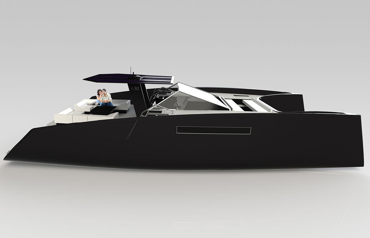 catamaran open yacht boat solar zero emission solar panel day cruiser mediterranean concept sketch