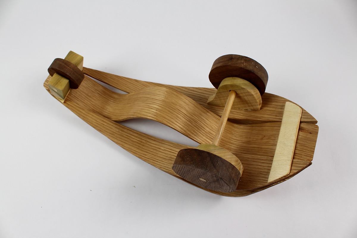 wood toy car walnut disk bent lamination