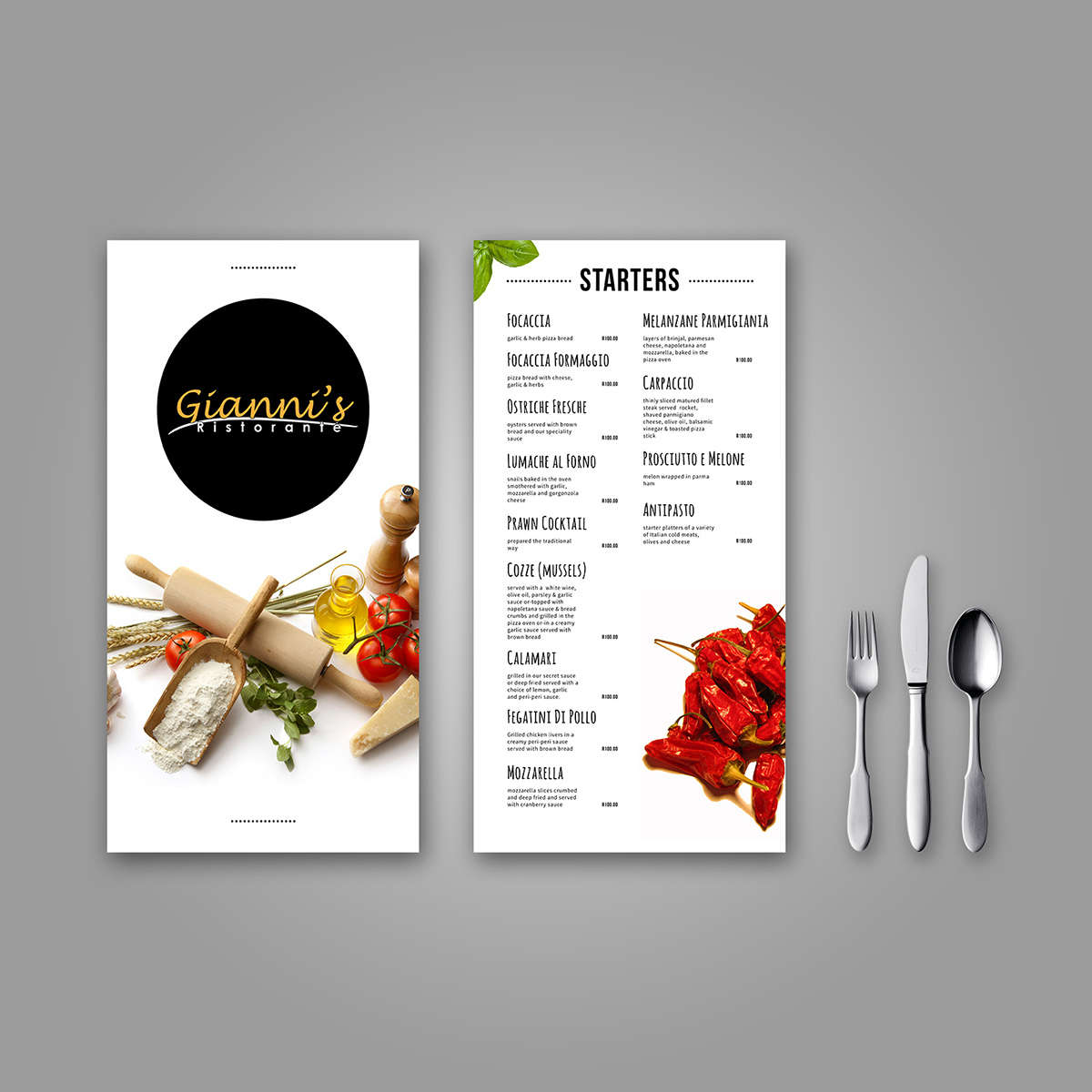 Gianni's menu design Food  eat italian restaurant