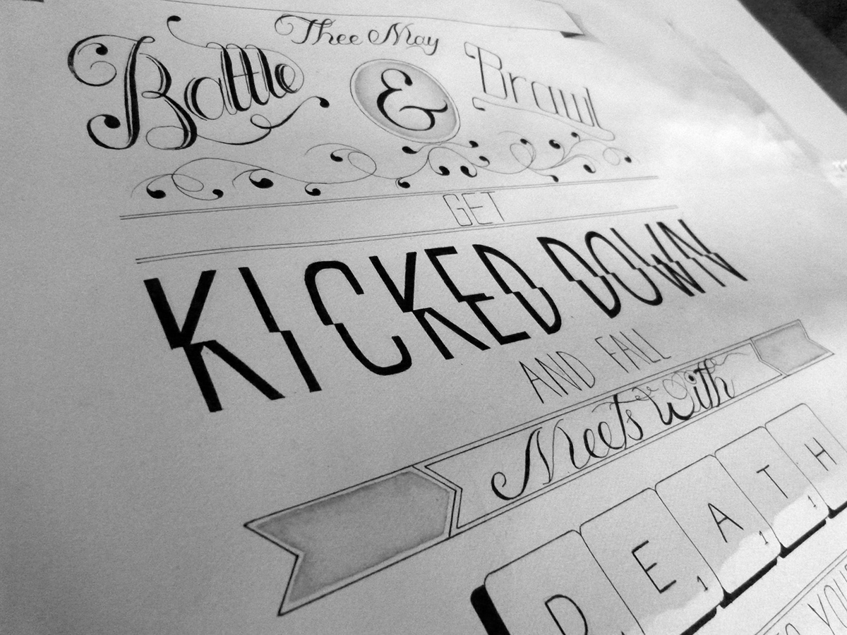 typography   hand drawn battle story illustrate