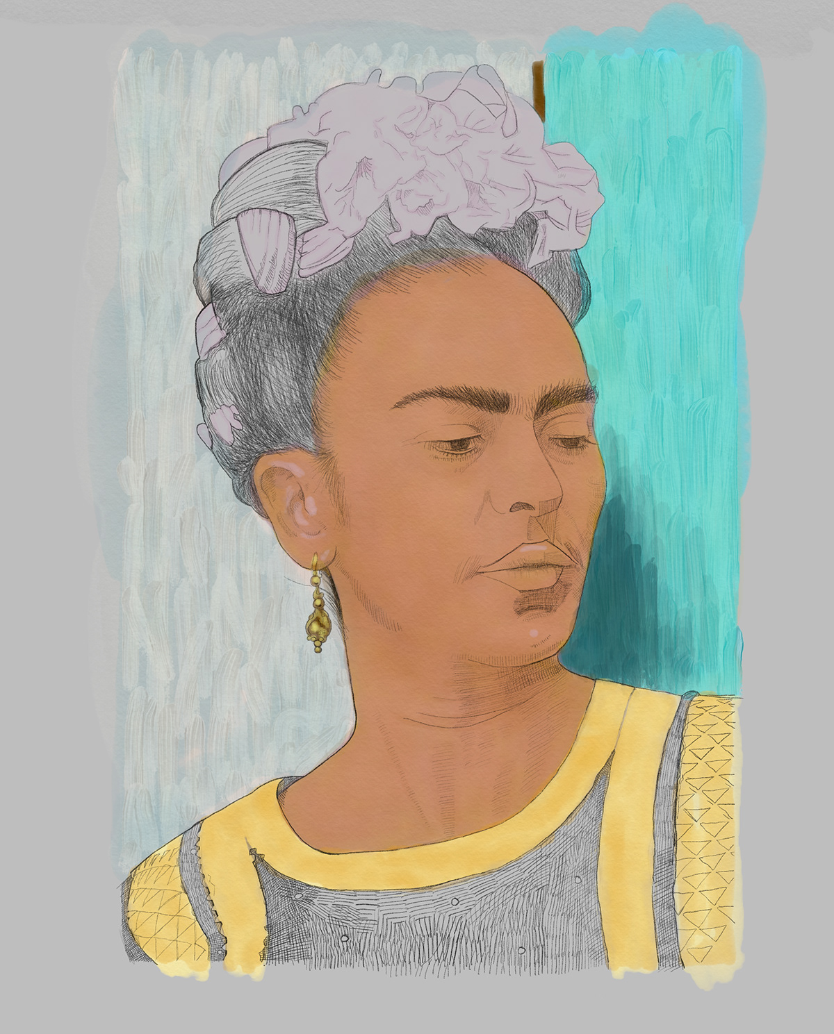 Drawing  adobefresco Frida Kahlo hispanic AdobeSketch Mexican feminist Hispanic Heritage Month watercolor Digital Art 