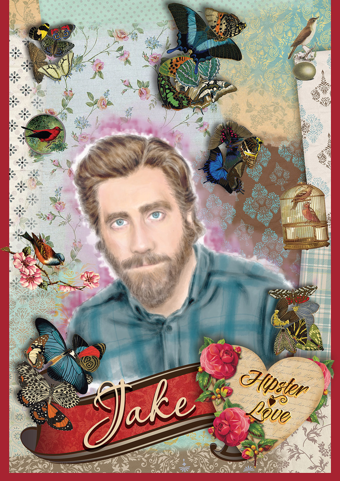 Jake Gyllenhaal portraits hipsters vintage collage