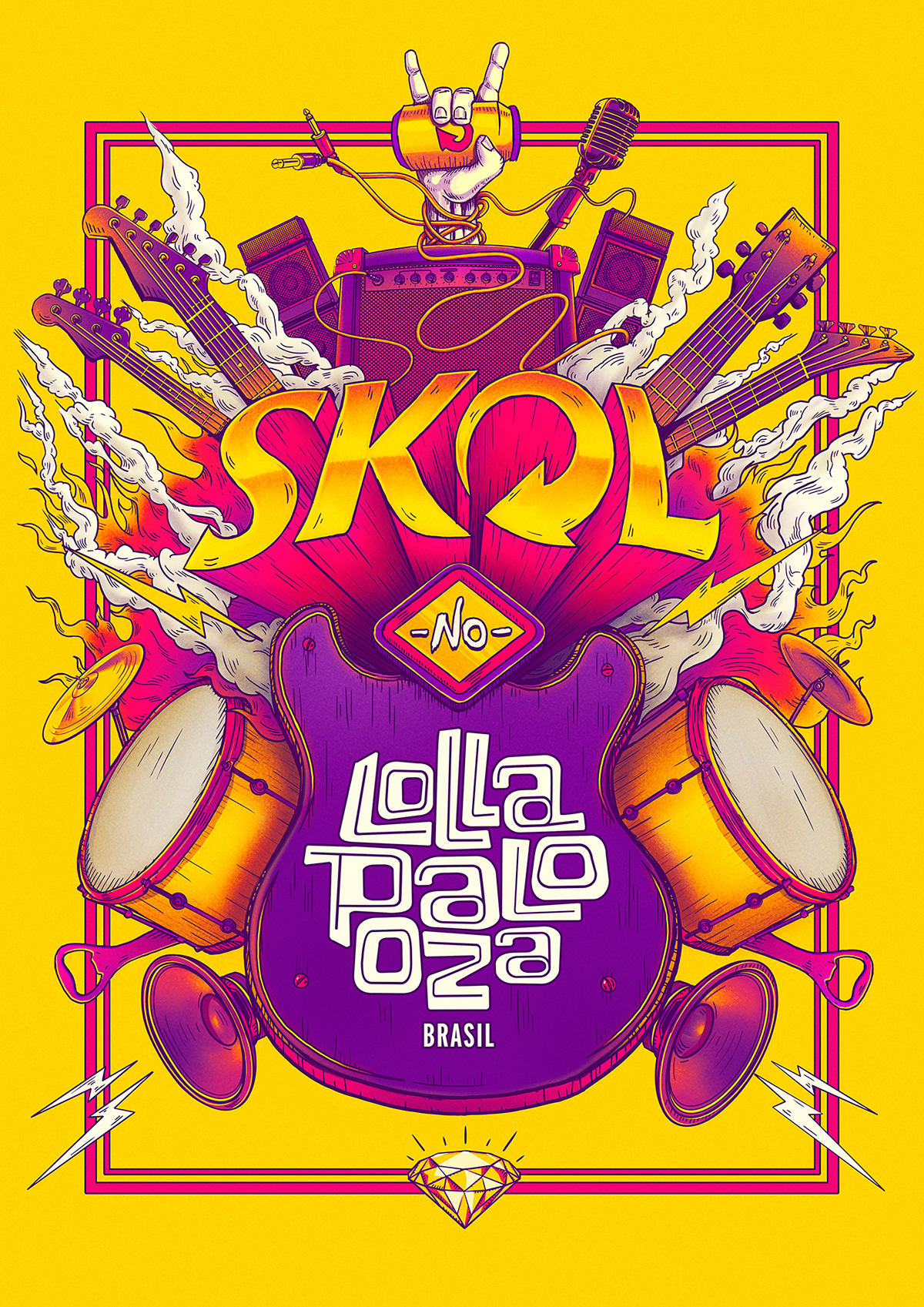 skol Lollapaloza summer poster fabio vido ILLUSTRATION 