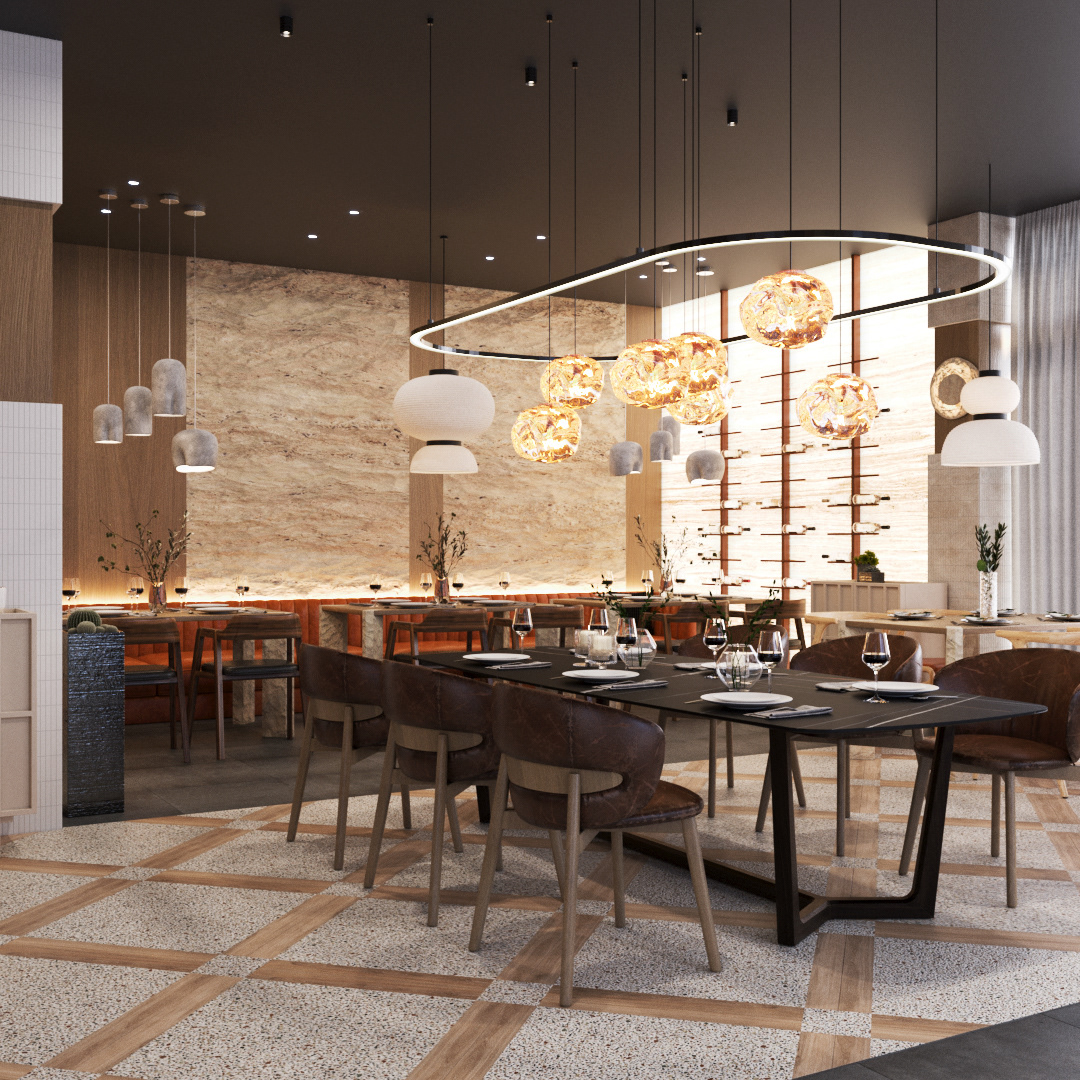 restaurant interior design  3ds max corona architecture 3D visualization minimalistic