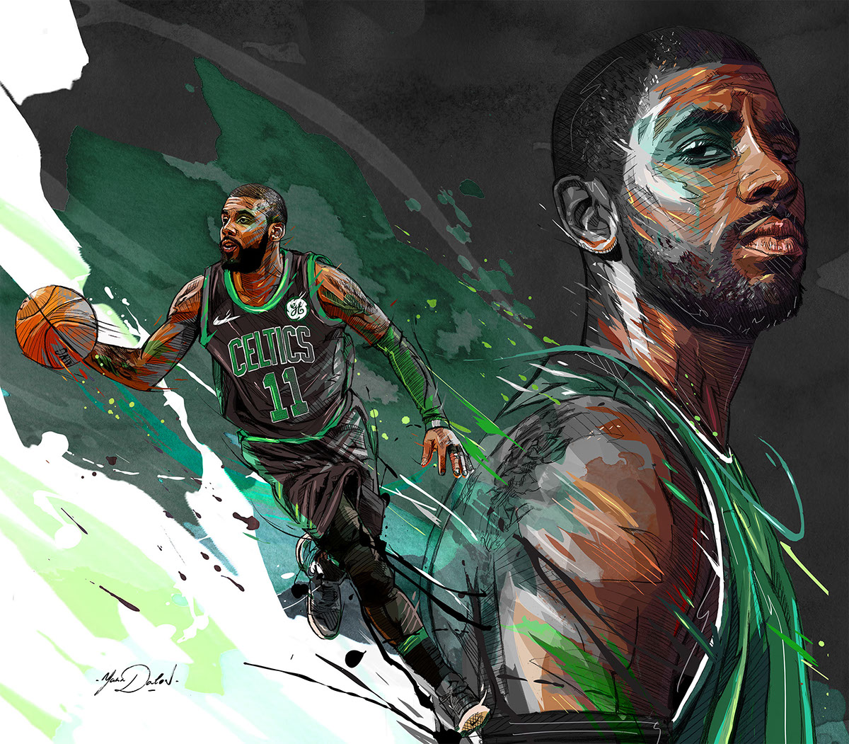 kyrie irving Boston Celtics NBA LeBron James basketball Dynamic portrait sp...