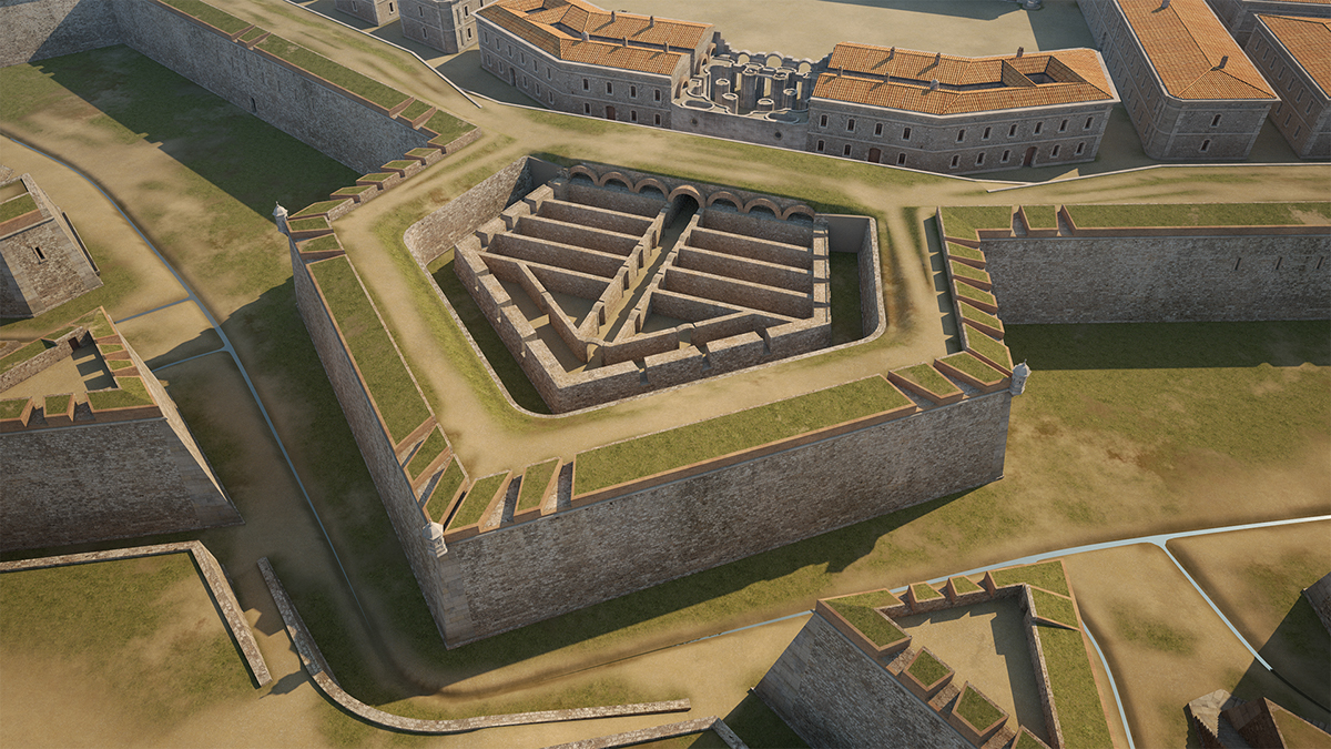 Spanish fortress figueres XVIII Citadel hisotry research CGI virtual reconstruction Castle Digital Art 