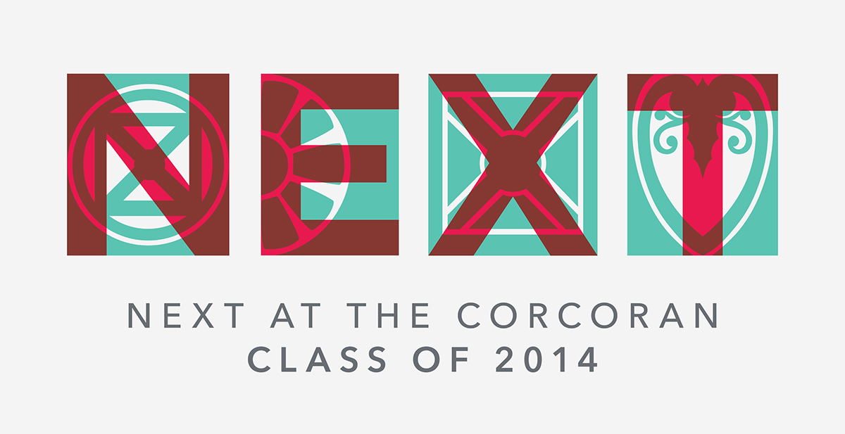 Next 2014 Corcoran Design Lab rack card stickers Class of 2014 next at the corcoran brochure logo Exhibition  art museum