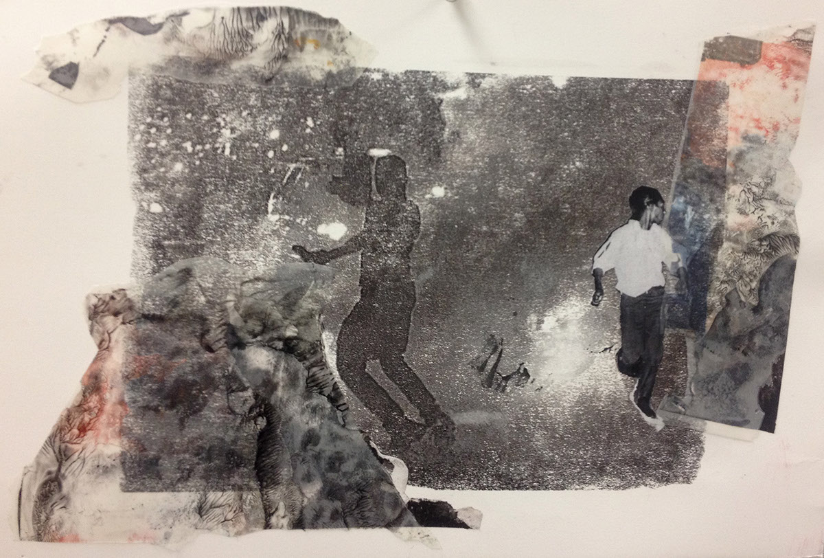 mike brown Black Lives Matter police violence printmaking phototransfer monotype Fine Arts  painting   Police Brutality