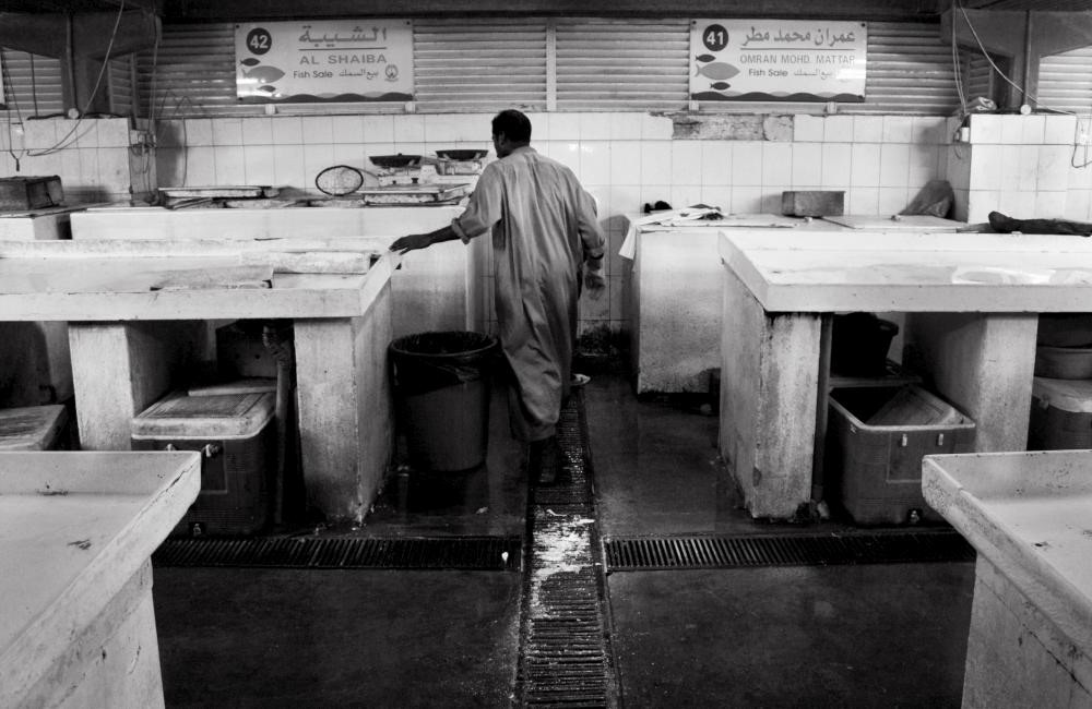 fish fish market market sharjah UAE Project black White portrait Work  Workers workplace
