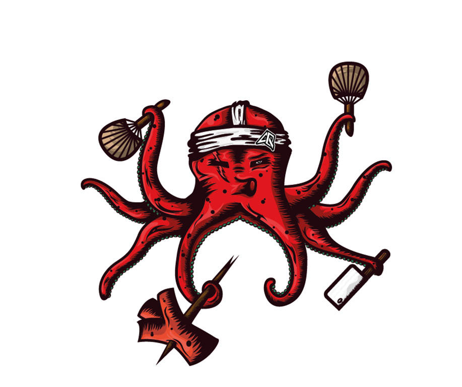 octopus japan sticker ILLUSTRATION  Food  best amazing Illustrator logo game