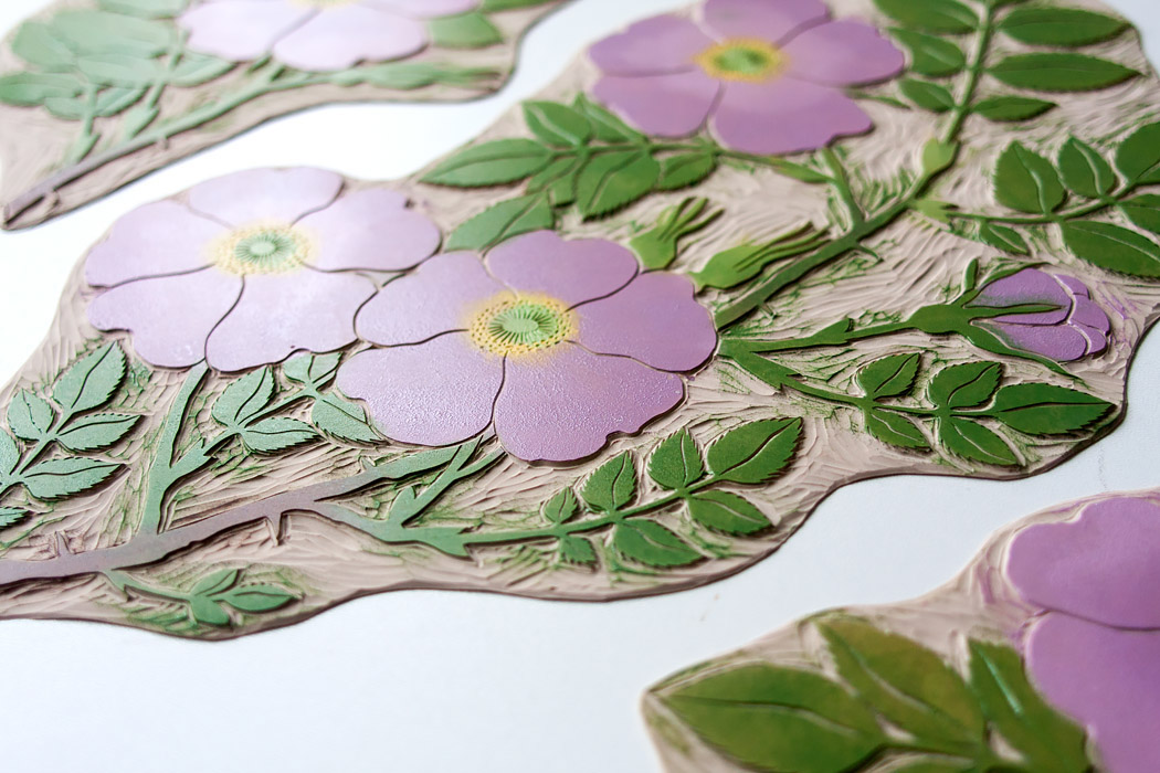 linocut linoleum printmaking Flowers prints block printing lino print