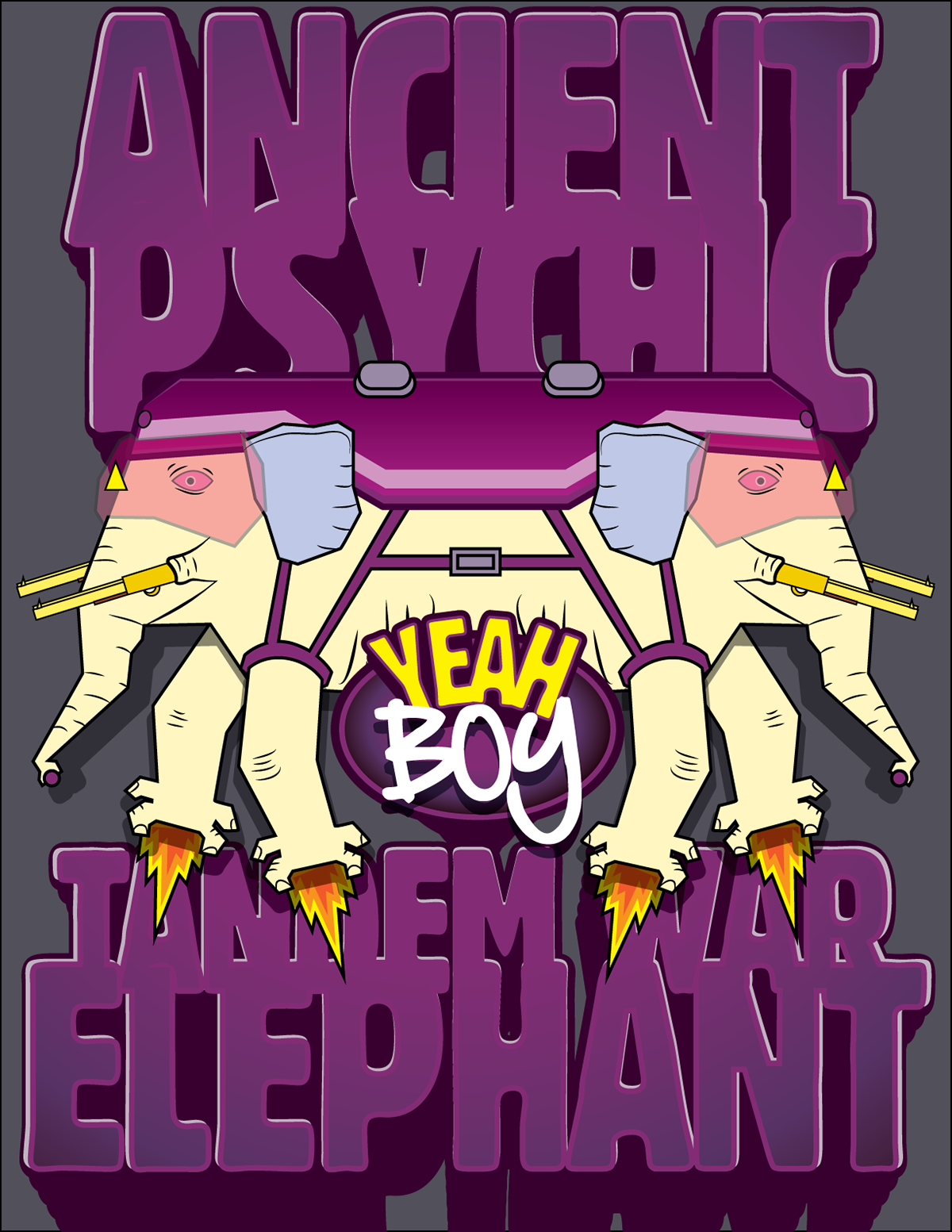 Adventure Time vector cartoon ancient psychic tandem war elephant