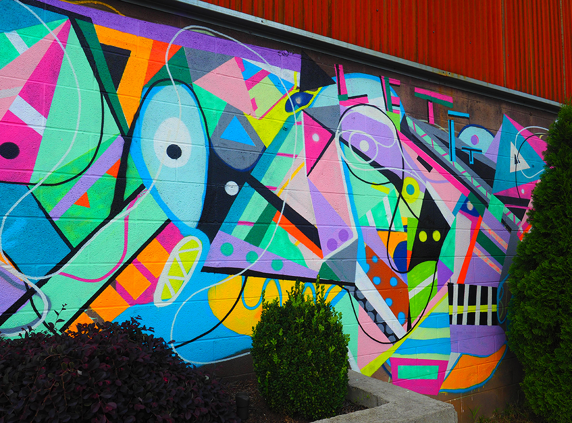 Printers Press Nashville Tennessee Murals graffitti color lines streetart spraypaint neon