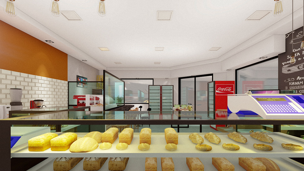 interior design  architecture Render bakery