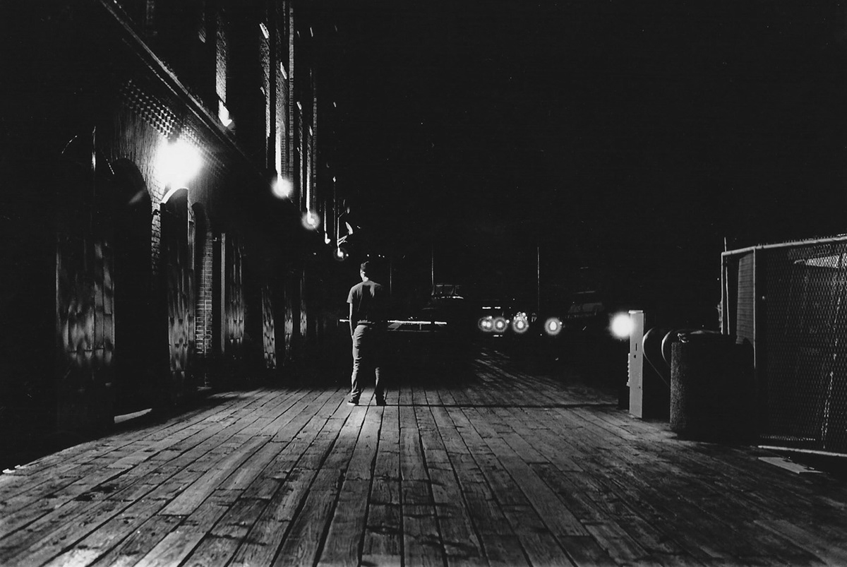 night 400 iso kodak black and white b&w long exposure Portraiture scene fells point Baltimore maryland harbor water