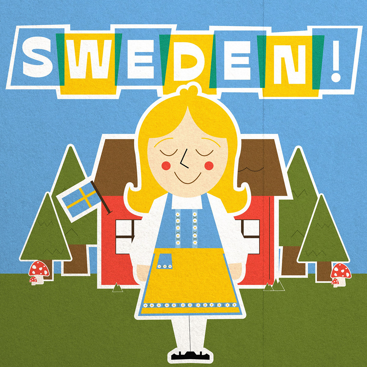 cartoon digital illustration adobe illustrator Graphic Designer Sweden Retro 60s sticker art Colourful 