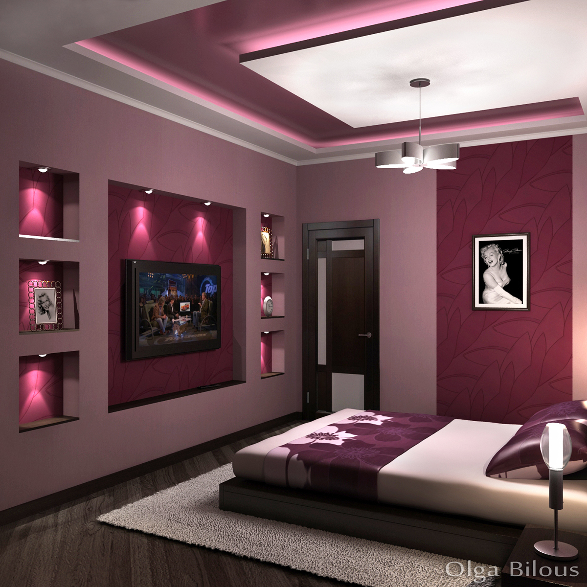 Interior design bedroom house 3D Render visualiation
