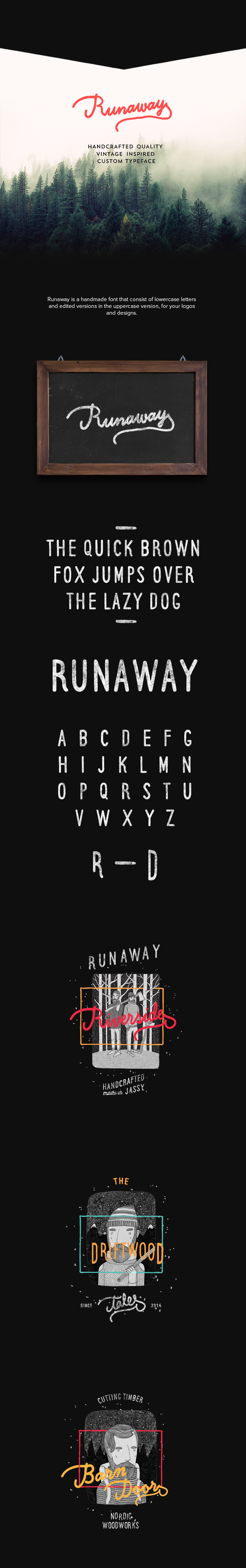 font handmade hand drawn lettering type Runaway Typeface vintage Retro free HAND LETTERING Free font