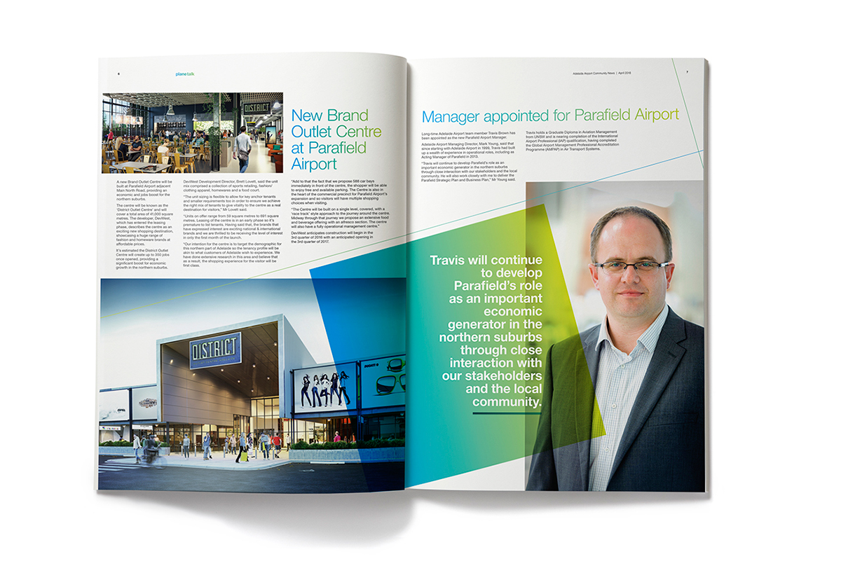 adelaide airport news Layout InDesign graphic