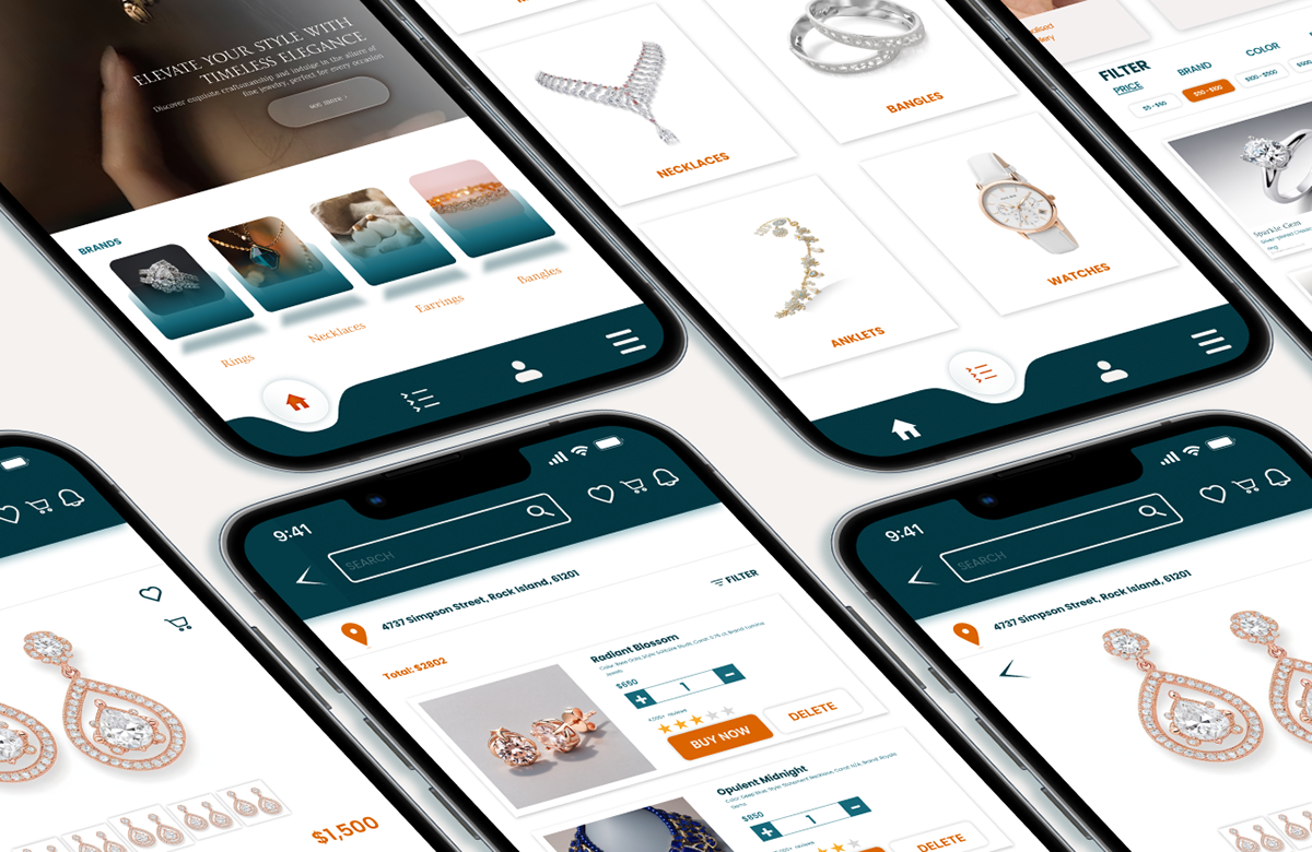 turquoise Case Study jewelry app design UI/UX Figma app design ux graphic design 