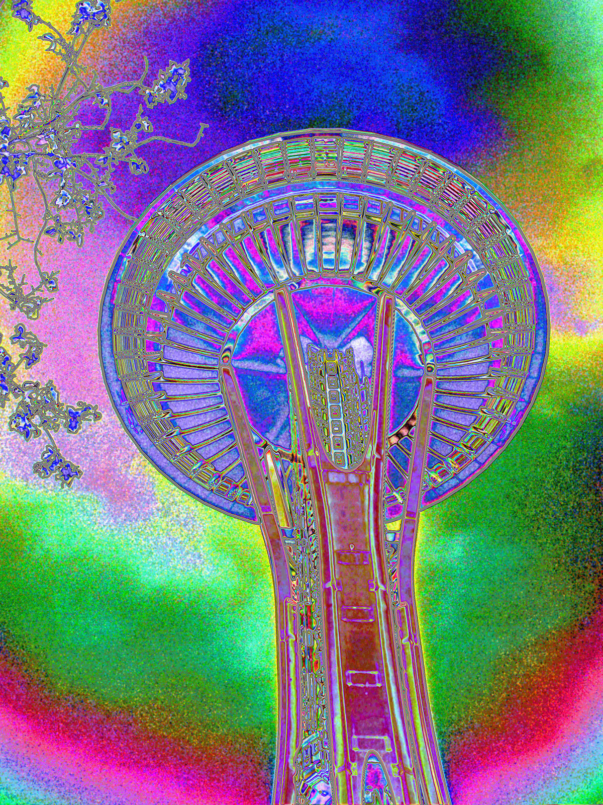 seattle Space Needle psychedelic