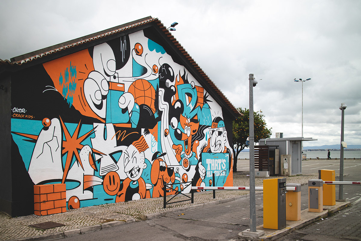crack kids Graffiti Lisbon Mural Oker Street Art  wall