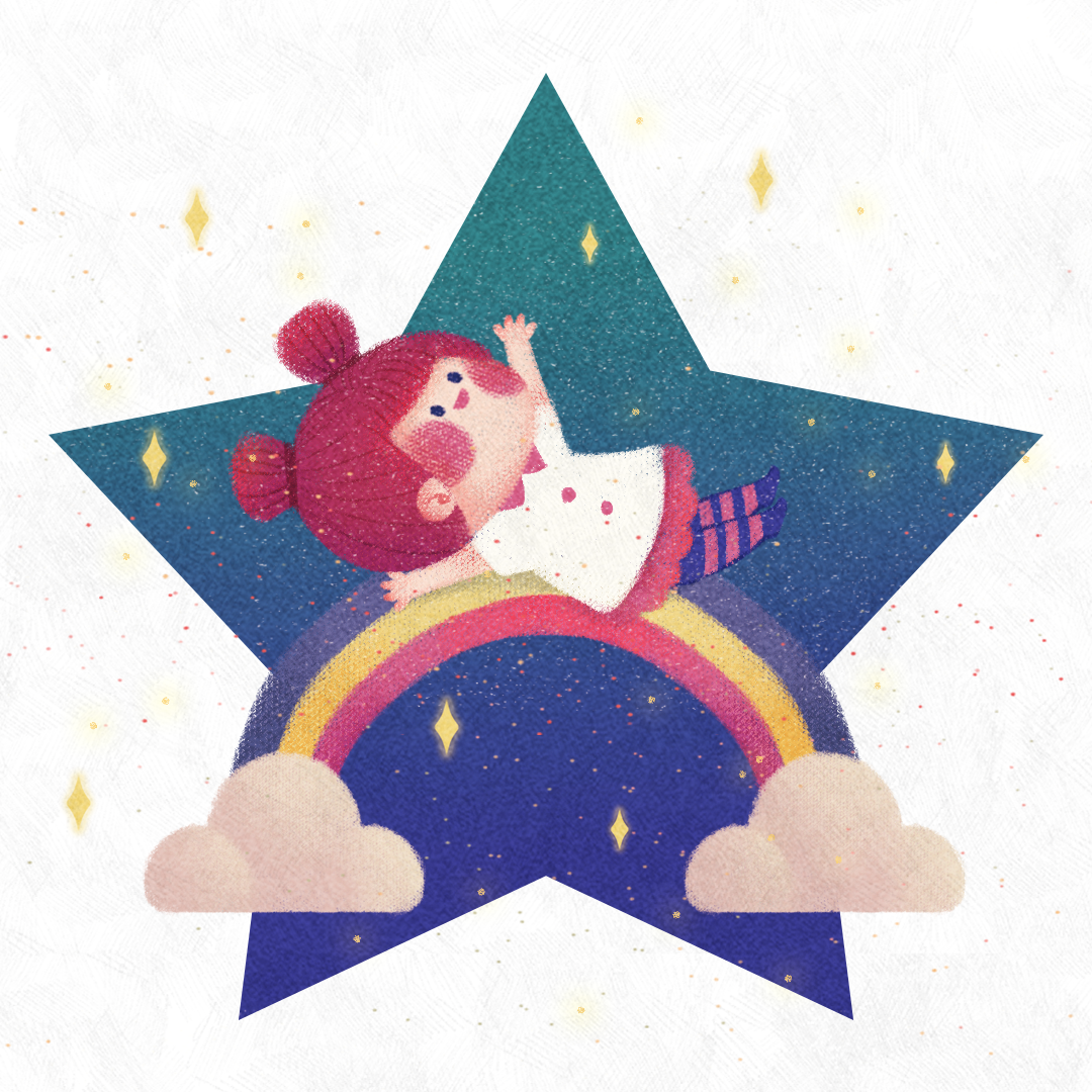 tape ILLUSTRATION  girl star Space  universe galaxy angle rainbow baby