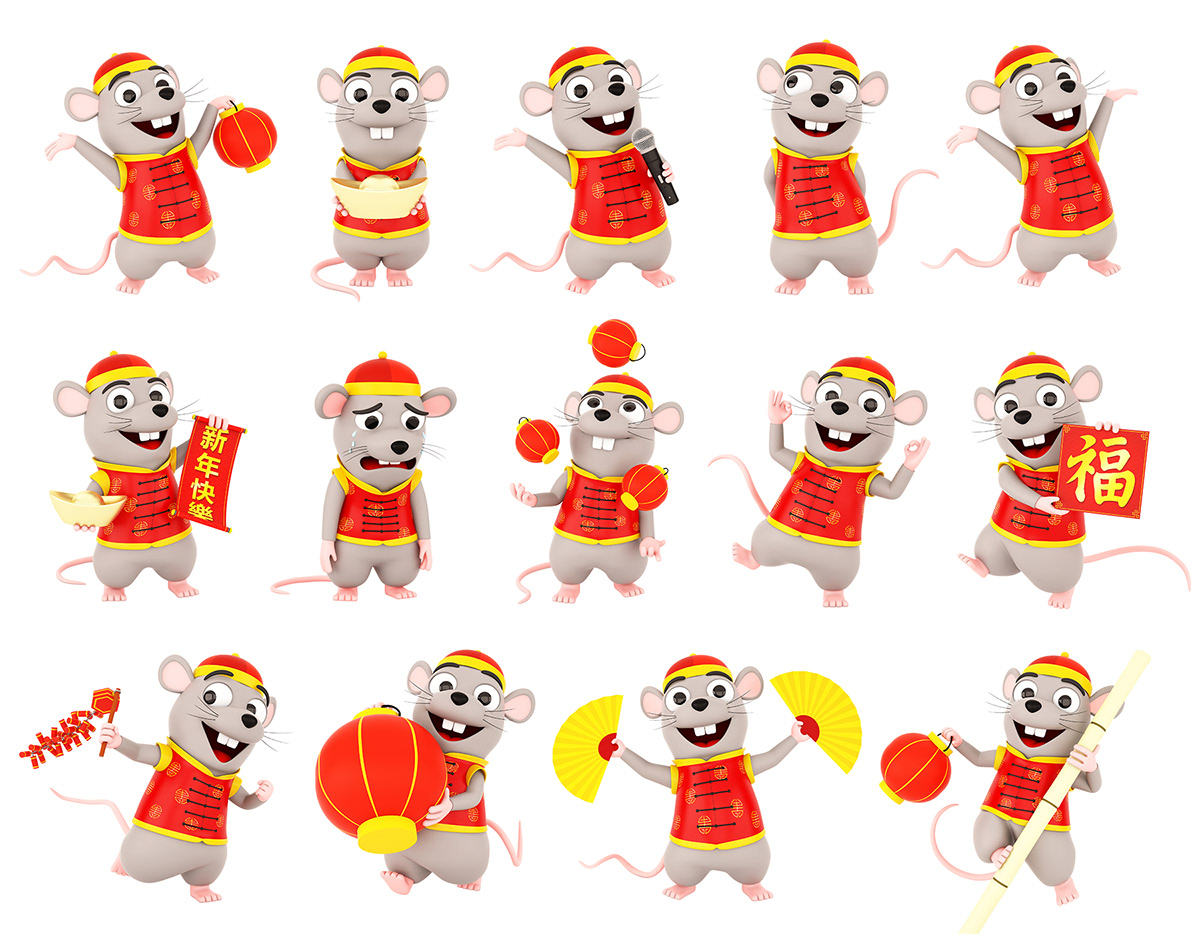 3D asia brand Character design  china chocolate cny kinder Mascot rat