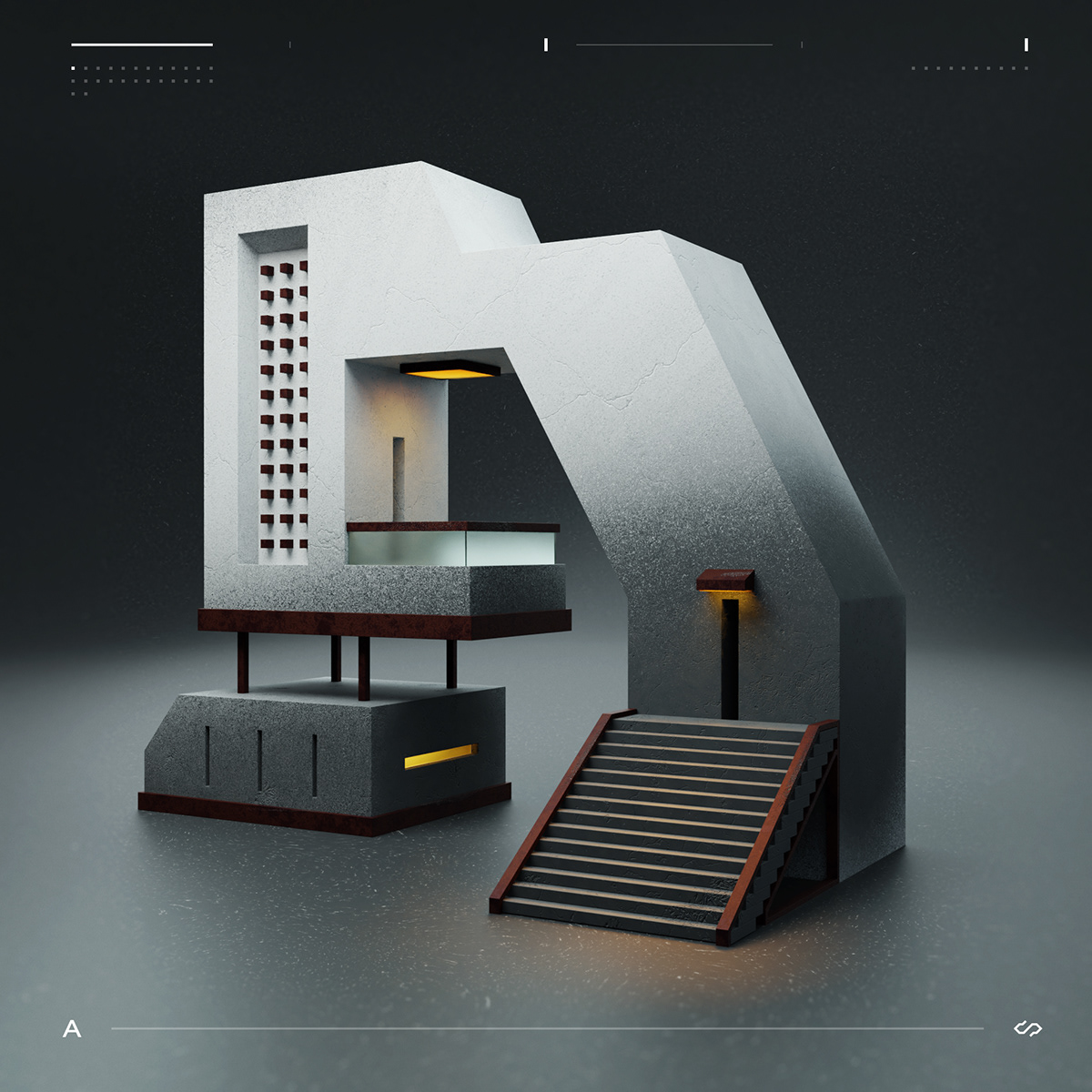 36days 36daysoftype architecture Brutalism concrete grey modeling typography  