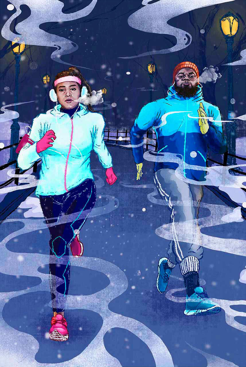 ILLUSTRATION  editorial art direction  Johns Hopkins Health sport running sneakers jogging