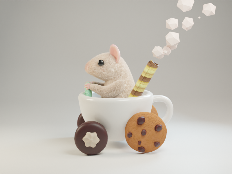 mouse cute Digital Art  animation  3D teacup cookies