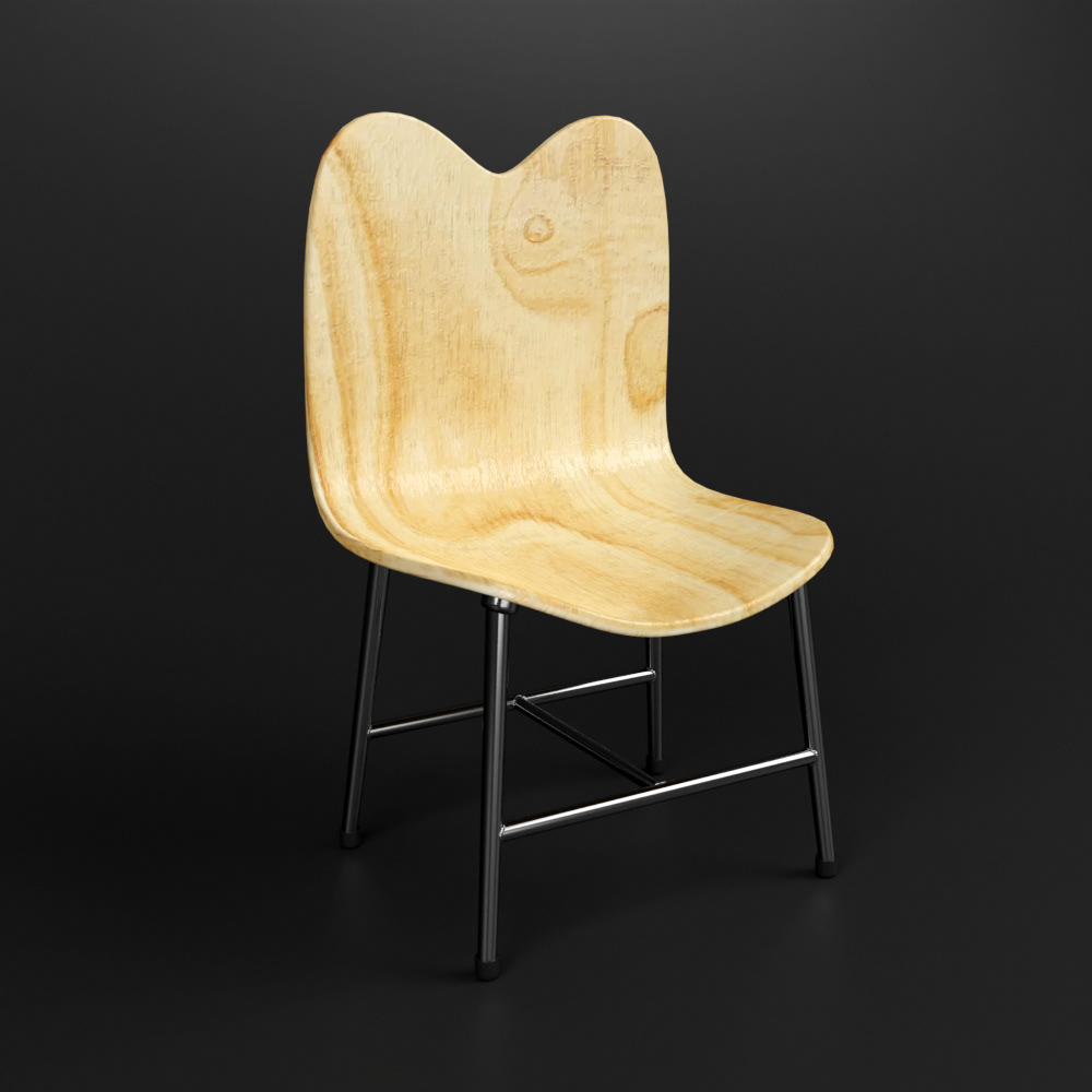 seat wood architecture 3D Render chair industrial furniture design