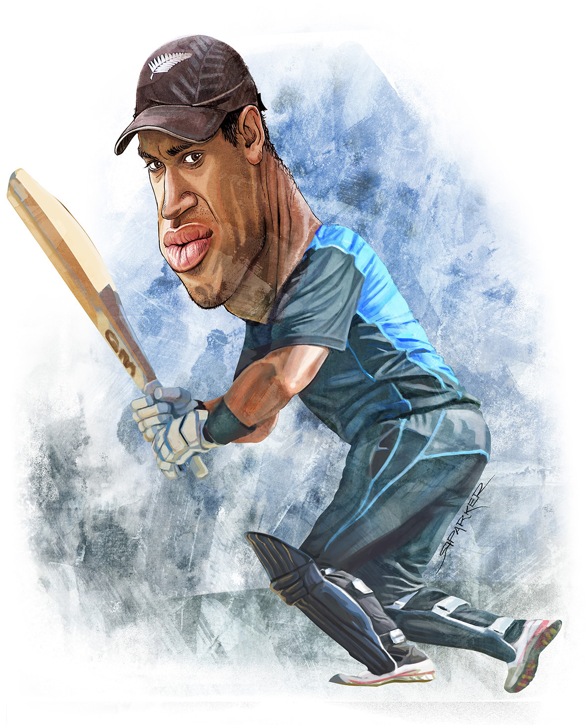 Cricket World Cup Black Caps Cricket caricatures Brendon Mccullum Kane Williamson New Zealand chris gayle daniel vittori Ross taylor