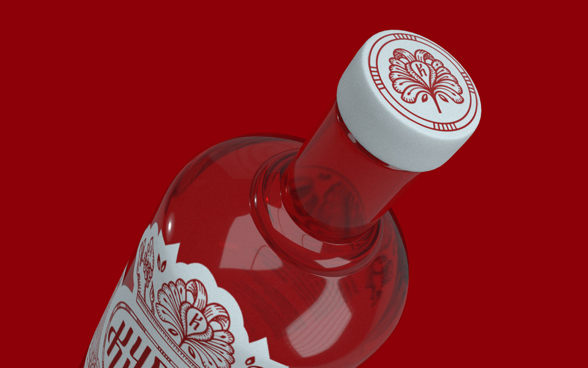 Vodka bottle Spirits russian Slavic pattern