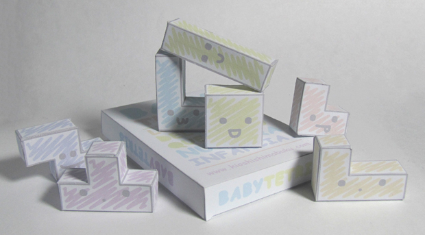 tetris baby papertoy peru cute kioshi shimabuku Nintendo  gameboy dos al cubo comics sans