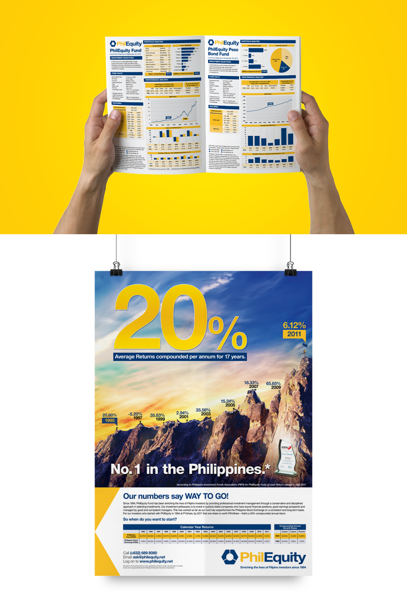 PhilEquity Investments management mutual fund Corporate Identity poster banner brochure sales aid flyer