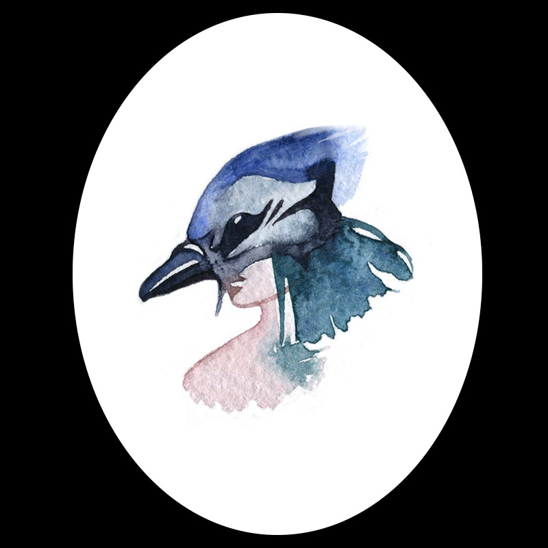 bird mask snegireva watercolor
