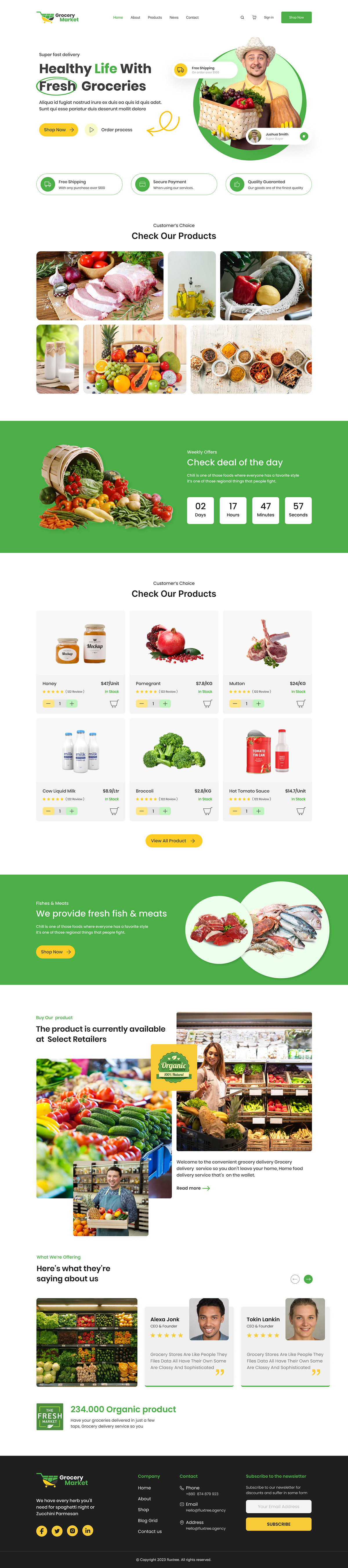Ecommerce Figma food farming Grocery Grocery store landing page Online Food shop Supermarket