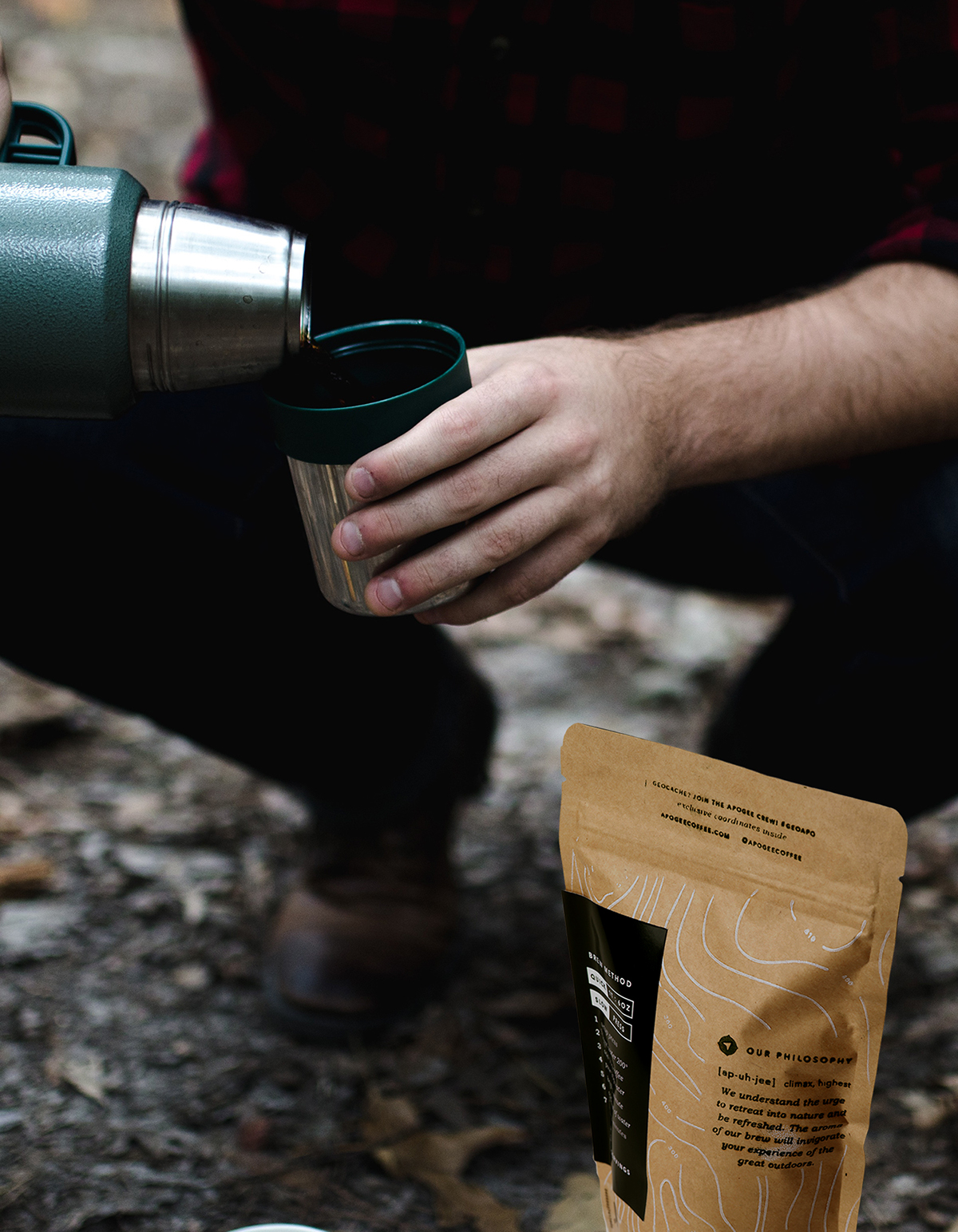 Coffee camping printmaking identity logo outdoors hiking Nature tin can paper bag mark