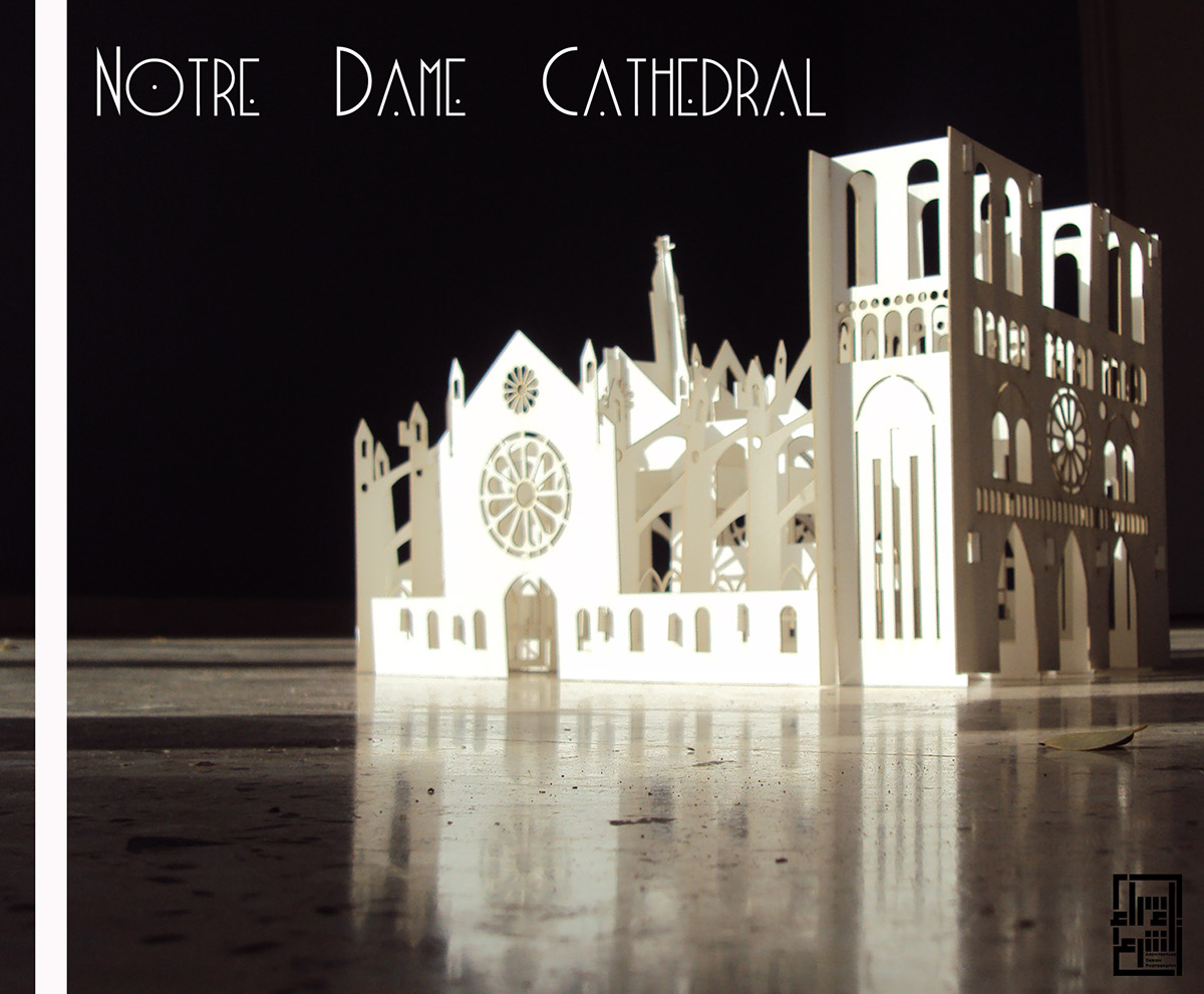 notre dame  cathedral  church gothic  origami paper Christianity notredame notre-dame history تاريخ   نوتردام   كنيسة  كاتدرائية   pop up