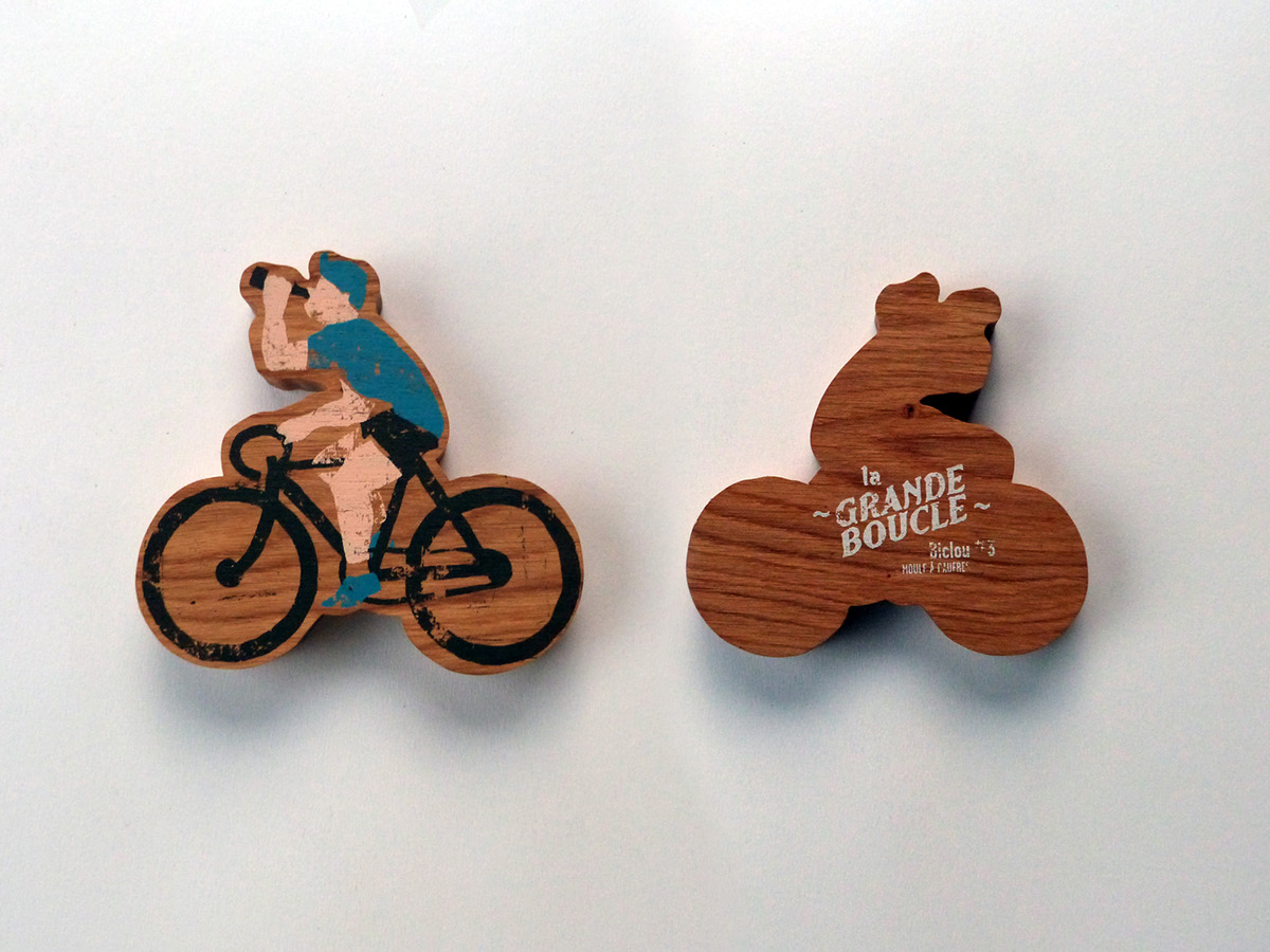 Tour de France velo sérigraphie silkscreen print bois wood Cycliste Bicycle