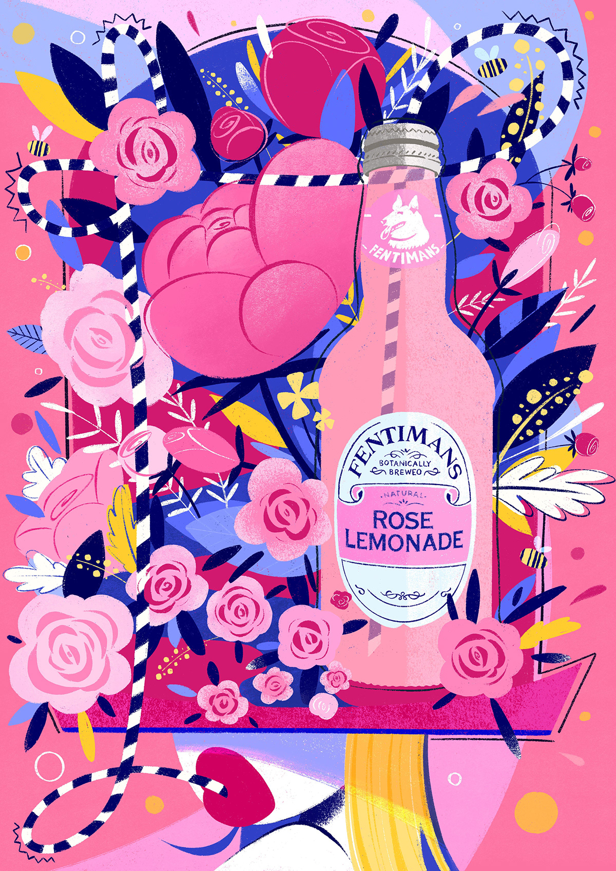 bottle Character design  drink Food  girls ILLUSTRATION  lemonade nature illustration package product design 