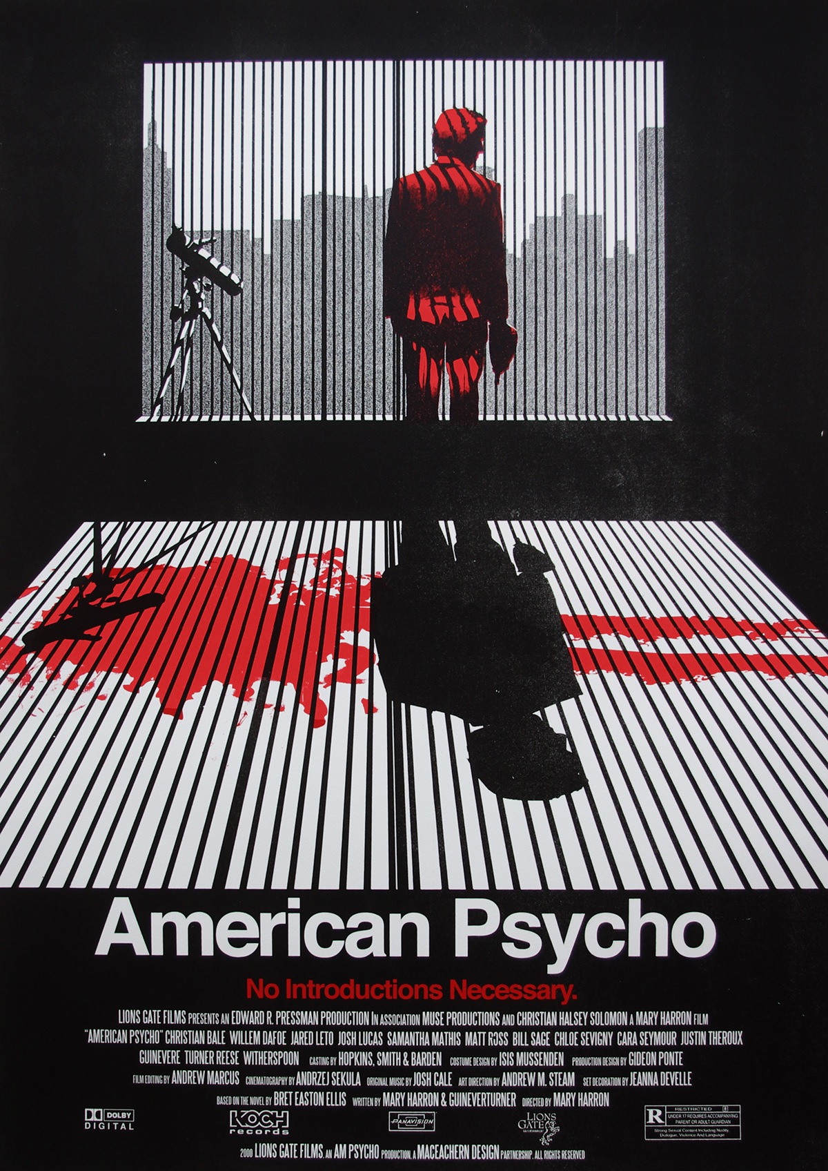 filmposter film poster American Psycho Bret Easton Ellis Christian Bale Poster Design screenprint silkscreen minimal psycho american poster movie