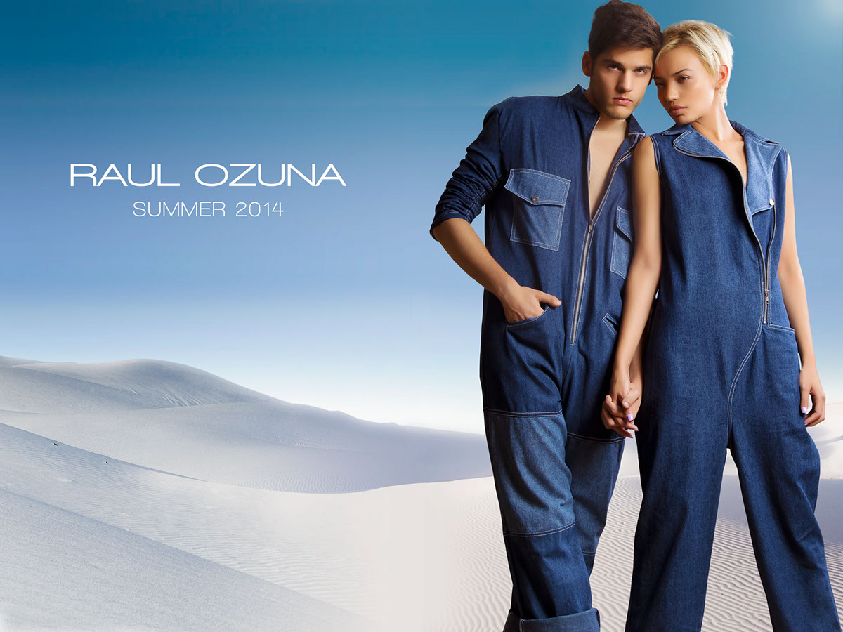 campaign SKY blue fresh man woman couple clothes desert jean ready to wear casual summer models
