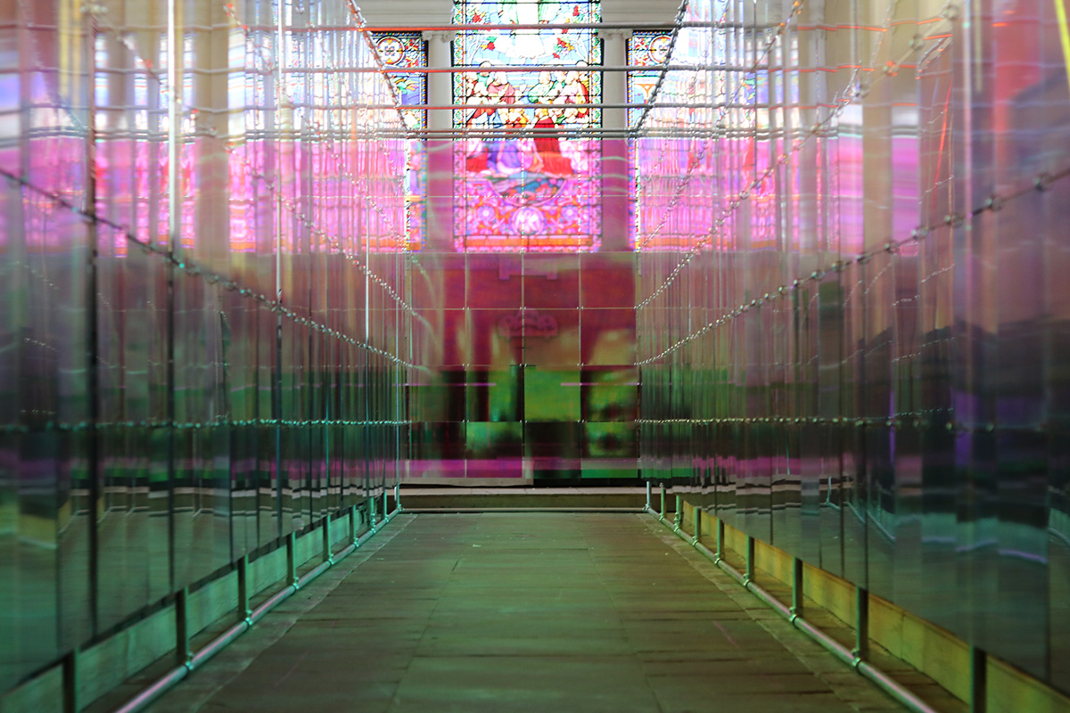 church color colour dichroic Installation Art light light art presence reflection tunnel