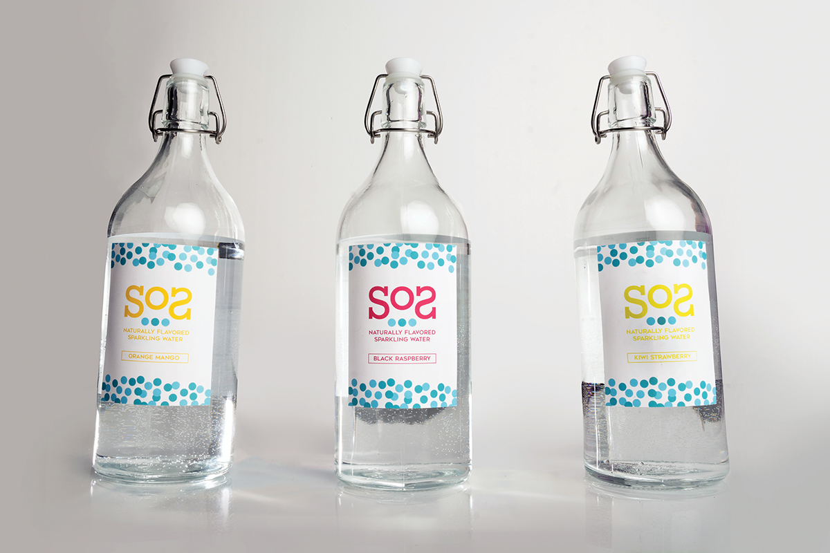 Sos Flavored Sparkling Water glass Water Bottles