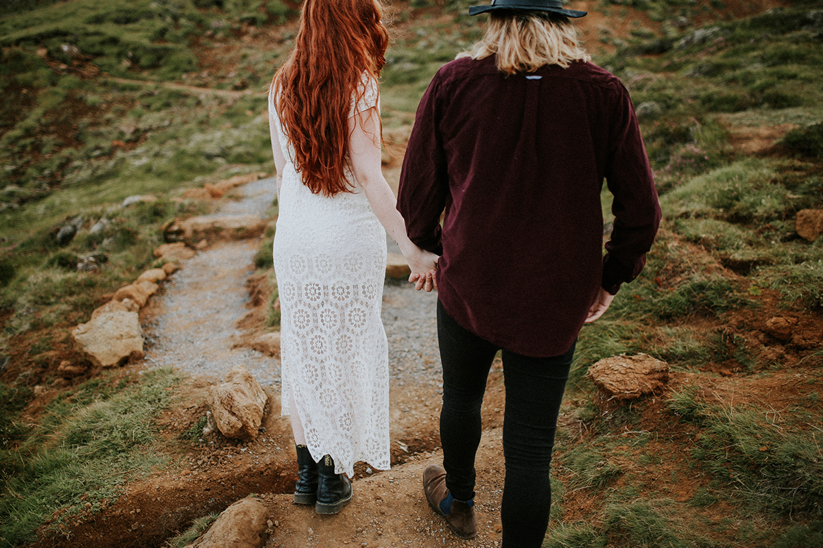 Love couple redhair elopement wedding wild iceland trash the dress photo shoot session
