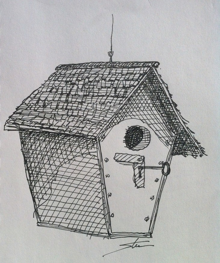 Pen & Ink one per day bird houses