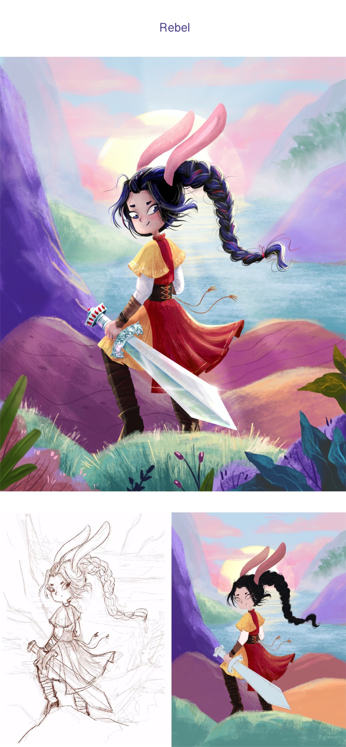 asia dragon fairytale fantasy ILLUSTRATION  mermaid rabbit book illustration Character design  folktale