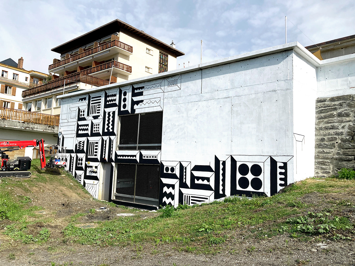 absract black and white geometric Mural opart opticalillusion painting   pattern streetart Urbanart